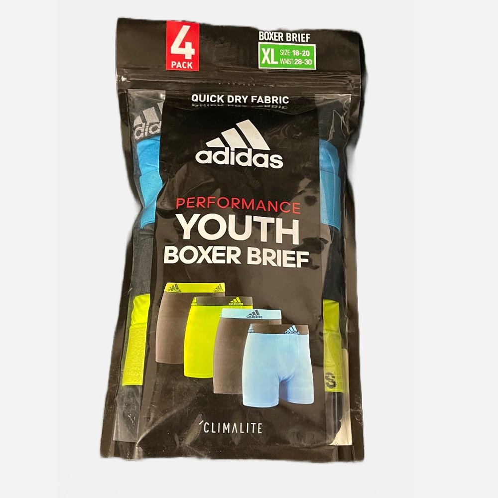 New! Adidas Performance Youth Boxer Brief 4pk- XLarge (18-20)